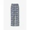 Whistles Womens Abstract-print Cropped Woven Trousers Blue In Blue