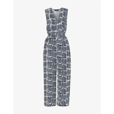 Whistles Omens  Hatch Squares Graphic-print Sleeveless Woven Jumpsuit