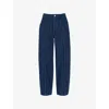 Whistles Womens Blue Pinstriped Barrel-leg High-rise Jeans