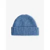 Whistles Omens  Ribbed Brushed Wool Beanie Hat In Blue