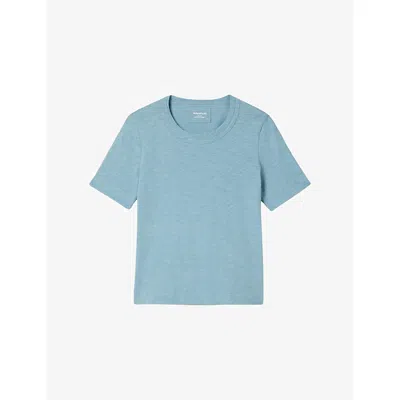 Whistles Omens  Rosa Double-trim Cotton-jersey T-shirt In Blue