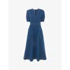 Whistles Womens Blue Short-sleeve Denim Midi Dress In Blue