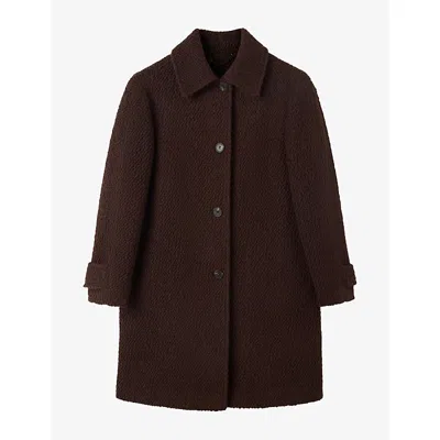 Whistles Womens Boucle Wool-blend Coat Brown In Black