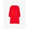 Whistles Womens Red Broderie V-neck Cotton Mini Dress