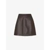 Whistles Womens Brown A-line High-rise Leather Mini Skirt In Brown