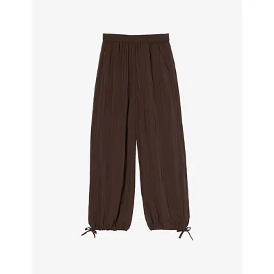 Whistles Womens Brown Balloon-leg Tie-hem Woven Trousers