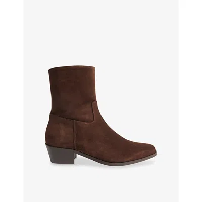 Whistles Womens Brown Clean Western Suede Ankle Boots Eur 37 / 4 Uk In Multi
