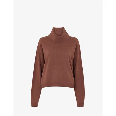 Whistles Womens Brown Cowl-neck Relaxed-fit Wool Jumper Xs