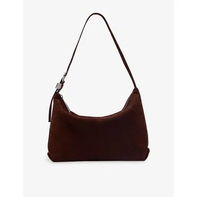 Whistles Suede Shoulder Bag In Burgundy
