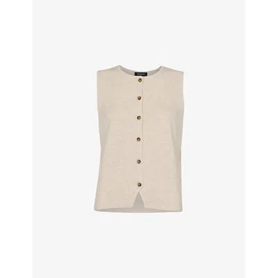Whistles Omens  Lucy Sleeveless Cotton-blend Top In Brown