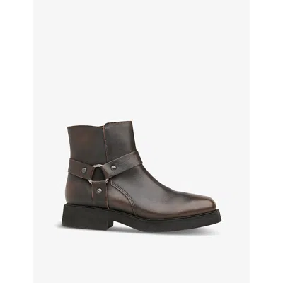 Whistles Womens Matteo Burnished Leather Heeled Ankle Boots Brow In Brown