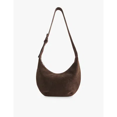 Whistles Womens Brown Sia Curved Suede Cross-body Bag