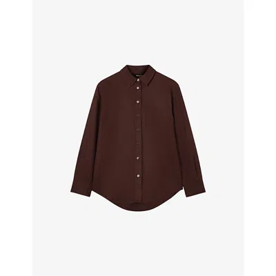 Whistles Womens Brown Ultimate Relaxed-fit Linen Shirt