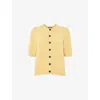 Whistles Womens Yellow Button-down Short-sleeve Cotton Cardigan