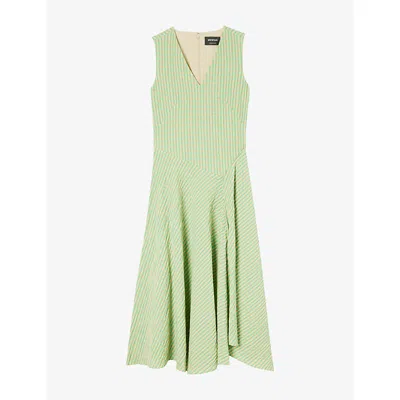 Whistles Womens Checked Asymmetric Cotton Midi Dress Multi-coloured