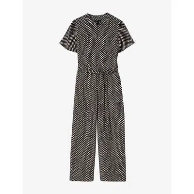 Whistles Womens Checked Short-sleeve Woven Jumpsuit Multi-coloured