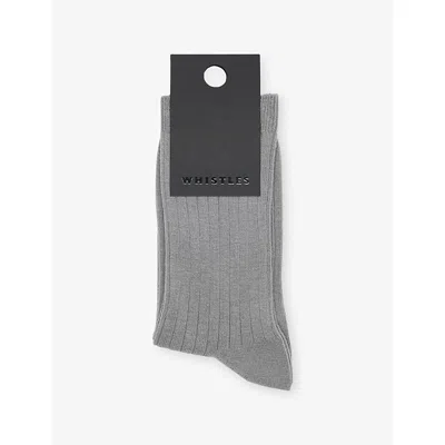Whistles Womens Classic Ribbed Cotton-blend Socks Grey In Gray
