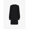 Whistles Omens  Cleo Balloon-sleeve Knitted Shift Dress In Black
