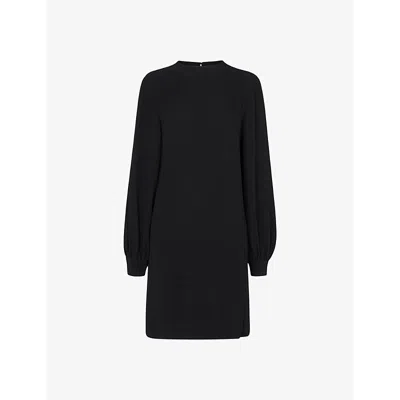 Whistles Omens  Cleo Balloon-sleeve Knitted Shift Dress In Black