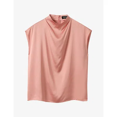 Whistles Womens Cowl-neck Relaxed-fit Satin Blouse Pale Pink