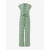 Whistles Womens Abstract-print Tie-waist Woven Jumpsuit Cream In Cream