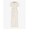 Whistles Womens Cream Alana Short-sleeved Denim Jumpsuit In Cream
