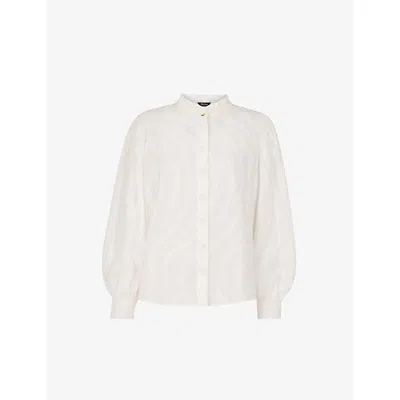 Whistles Womens Cream Animal-textured Stand-collar Woven Shirt In White