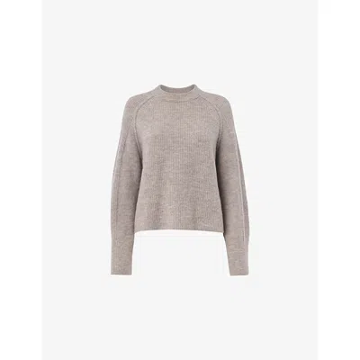 Whistles Womens Cream Aria Ribbed Knitted Jumper Xs In Gray