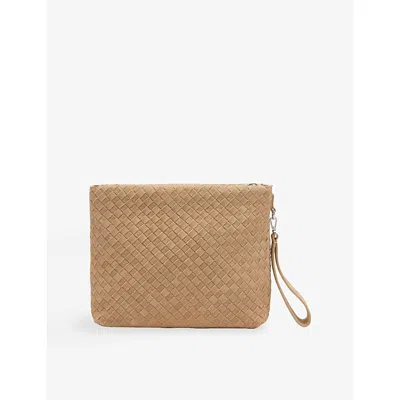 Whistles Womens Cream Avah Suede Clutch Bag In Brown
