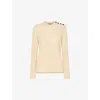 Whistles Omens  Buttoned-shoulder Longline Ribbed Wool Jumper In Cream