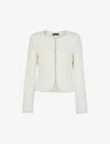 Whistles Womens Cream Collarless Textured Cotton-jersey Blazer In Cream
