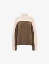 Whistles Womens Cream Colour-blocked Wool Jumper