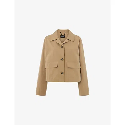 Whistles Womens Cream Cropped Relaxed-fit Woven Trench Jacket In Neutral