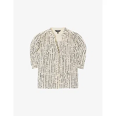 Whistles Womens Cream Dashed Spot Gathered Woven Blouse In Neutral