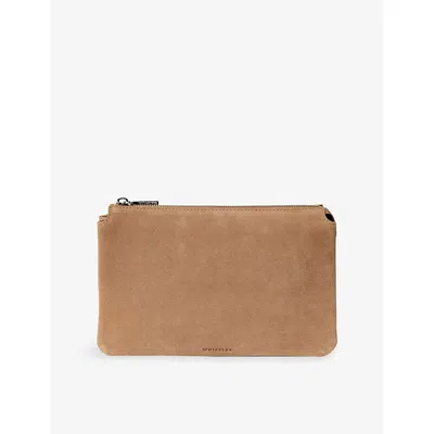 Whistles Womens Cream Elita Suede Clutch In White