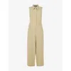 Whistles Womens Cream Ellis Sleeveless Linen Jumpsuit In Green