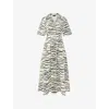 Whistles Womens Feathered-tiger Graphic-print Cotton-blend Midi Dress Cream In Cream