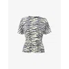 Whistles Womens Feathered-tiger Shirred Woven Blouse Cream In Cream
