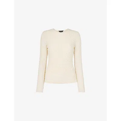 Whistles Omens  Floral-pattern Slim-fit Stretch-lace Top In White