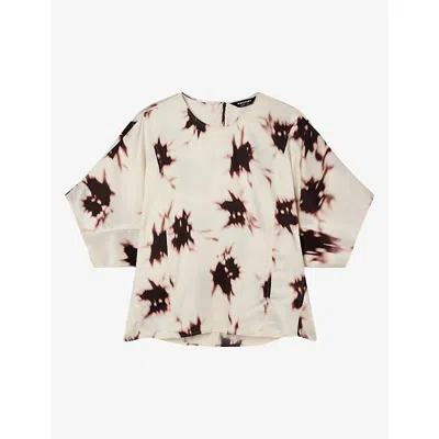 Whistles Womens Cream Floral-print Relaxed-fit Woven Blouse In Brown