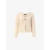 Whistles Womens Cream Fringe-trim Slim-fit Cotton Cardigan In Cream