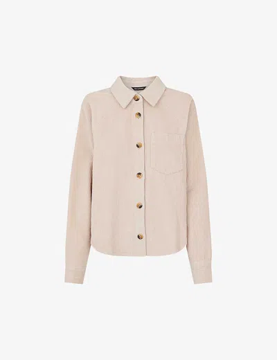 Whistles Womens Cream Jumbo Long-sleeve Cotton Corduroy Shirt