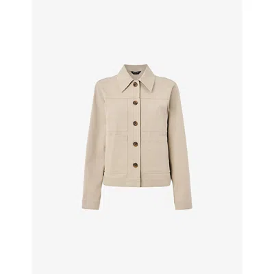 Whistles Womens Cream Mia Four-pocket Cotton-blend Jacket In Neutral