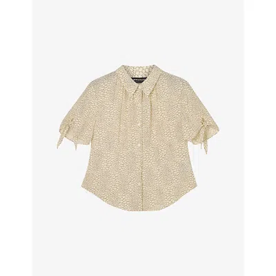 Whistles Womens Cream Patterned Tie-sleeve Woven Shirt In Neutral