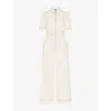 Whistles Omens  Pintuck Belted Denim Jumpsuit In Cream