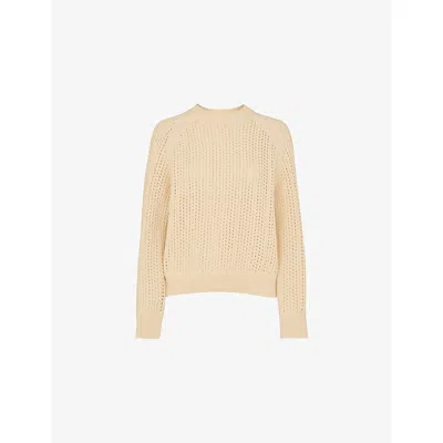 Whistles Womens Cream Relaxed-fit Crewneck Stretch Cotton-blend Jumper