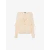 Whistles Womens Cream Ruffle Frill V-neck Crepe-de-chine Blouse In White