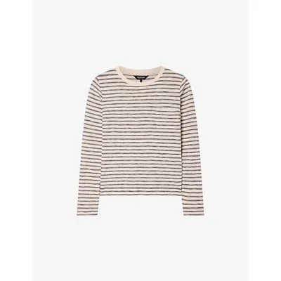 Whistles Omens  Stripe-print Chest-pocket Cotton-jersey Top In Multi