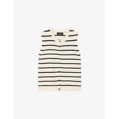 Whistles Womens Cream Striped Bouclé Knitted Tank Top In Neutral