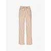 Whistles Omens  Striped Drawstring-waist Cotton Pyjama Bottoms In Cream